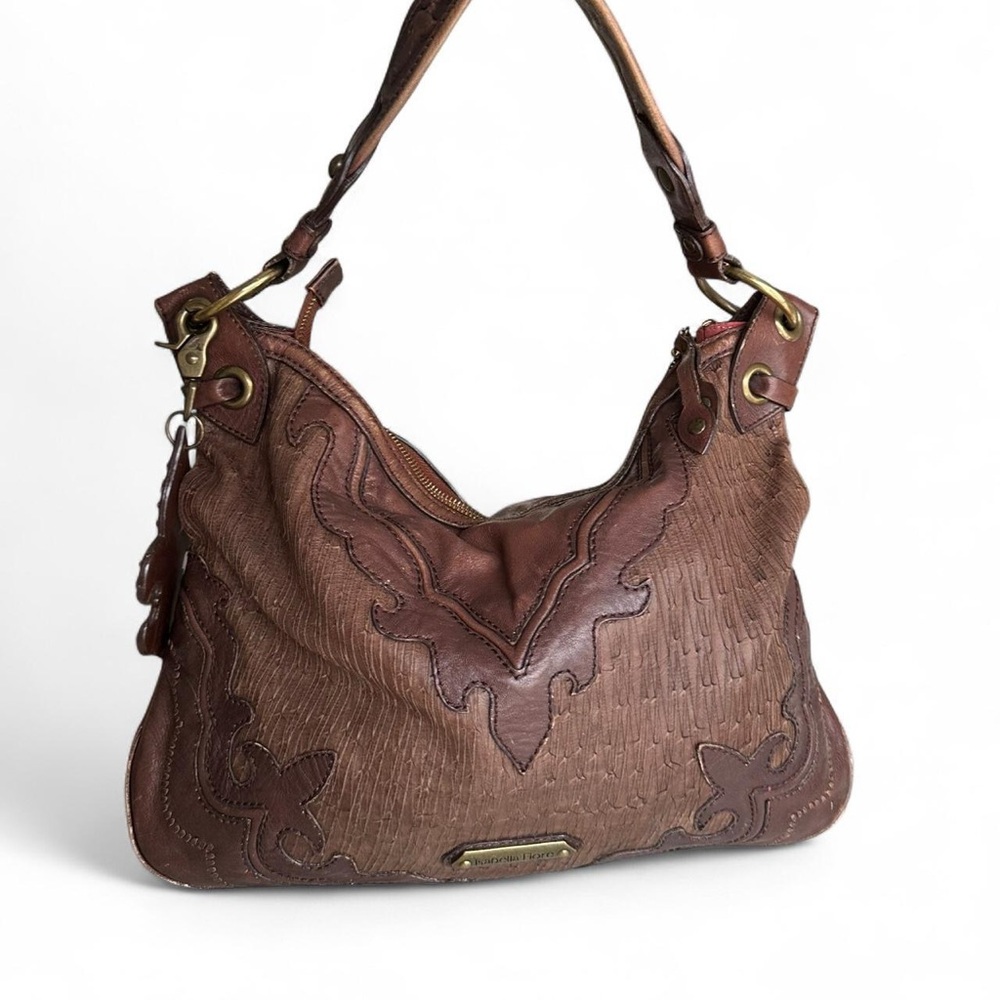 Isabella Fiore Brown Leather Hobo Bag